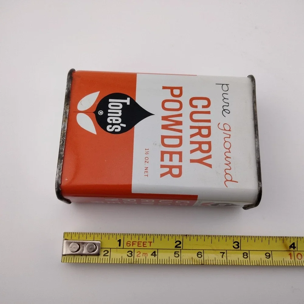 Tone's Spices Curry Powder‎ Vintage Orange and White Tin 3